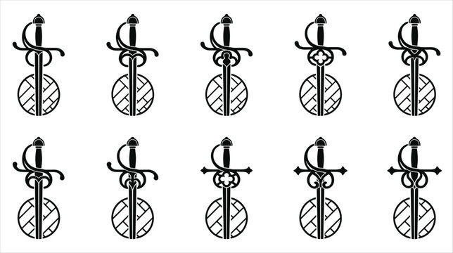 Professional asset sheet of medieval mace weapon variation icons collection on a white background