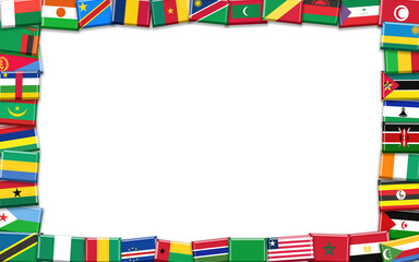 Obraz premium Colorful African countries flags frame illustration with isolated copy space
