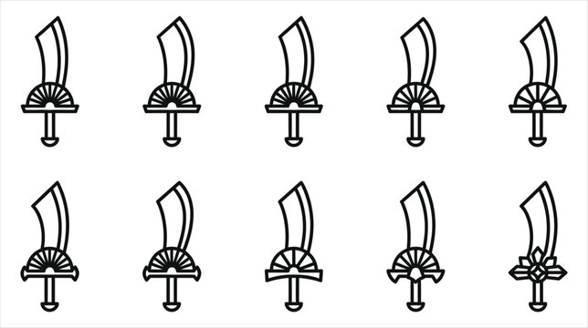 Professional asset sheet of gothic rapier and fencing sword icons collection on a white background
