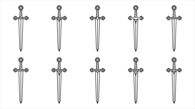 Professional asset sheet of medieval executioner greatsword icons collection on a white background