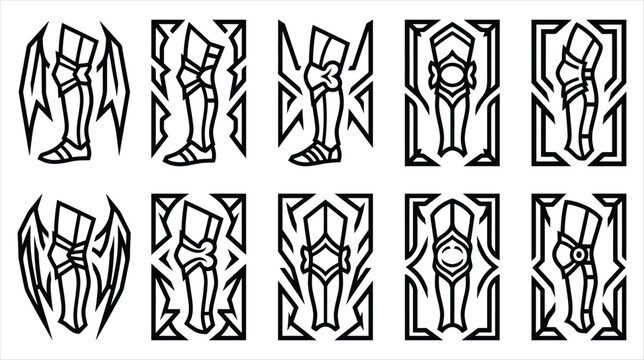 Professional asset sheet of medieval kingdom war banner flag icons collection on a white background