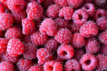 Fresh organic Raspberries Close-Up flat lay © Irina