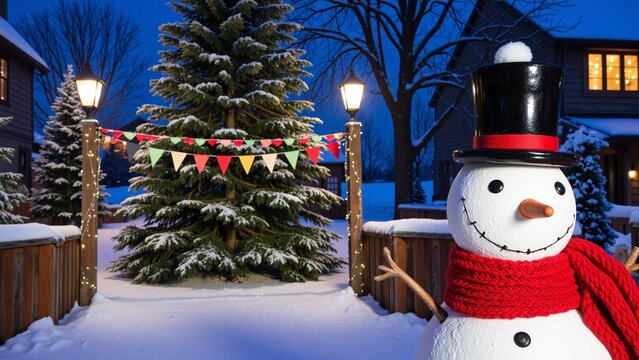 Charming Winter Christmas Village Scene
