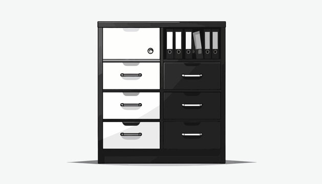 Black and white office filing cabinet.