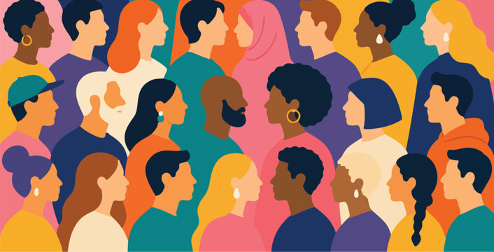 Multicultural People Diversity Community Seamless Pattern Vector Illustration