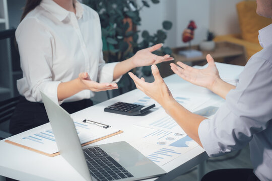 economic concepts Business and partner plan data analysis to determine the direction of the company's business investment in the workplace. Night Marketing Consultant Concept
