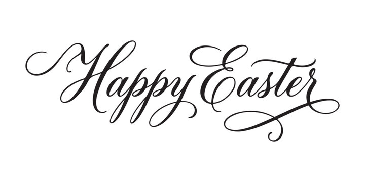 Happy easter elegant script calligraphy text design for greeting cards and holiday celebrations Vector