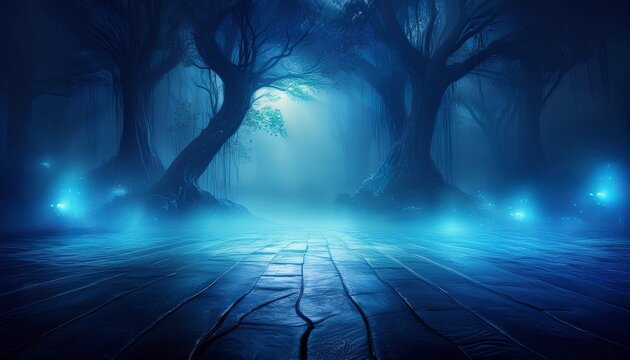 Mystic Blue Glowing Fog Background Image