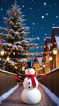 Charming Winter Christmas Village Scene