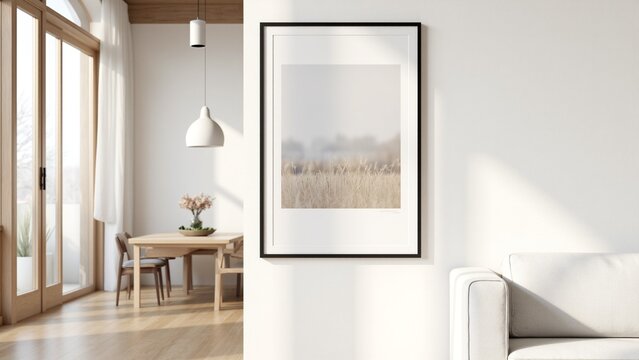 Modern Japandi Living Room A0 Frame Mockup