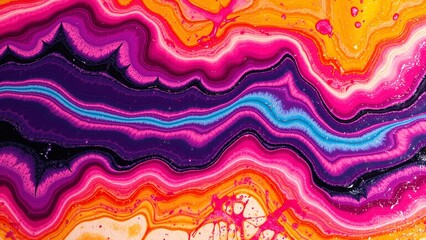 Obraz premium Vibrant Abstract Waves of Pink, Blue and Yellow