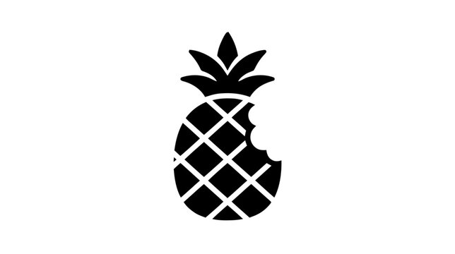 Vector illustration of black silhouette of a pineapple with a bite mark on a transparent background