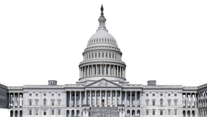 Obraz premium United States Capitol building with dome and columns, isolated on transparent background