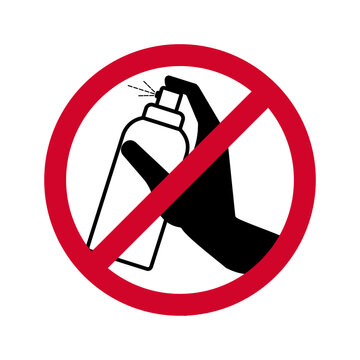 Spray prohibited sign. No spray tabu symbol with flat style, no graffiti quality symbol for prohibition sticker. Vector no aerosole symbol of prohibition graffiti illustration