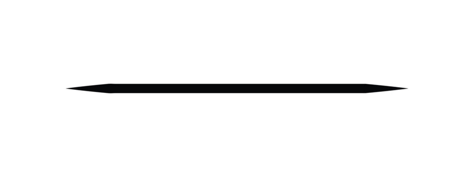 Black horizontal line with tapered ends silhouette on white background |