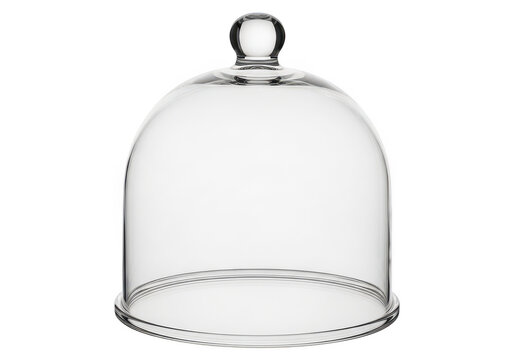 Clear glass cloche dome cover for food display standing on a flat surface