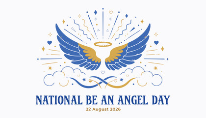 Fototapeta premium Elegant blue and gold wings illustration for national angel day