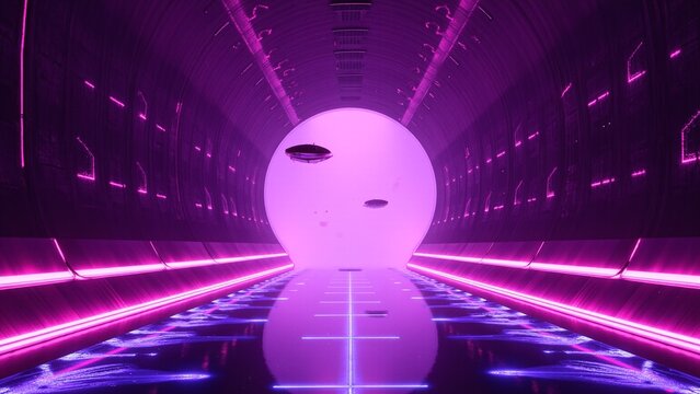 Futuristic Purple Neon Tunnel