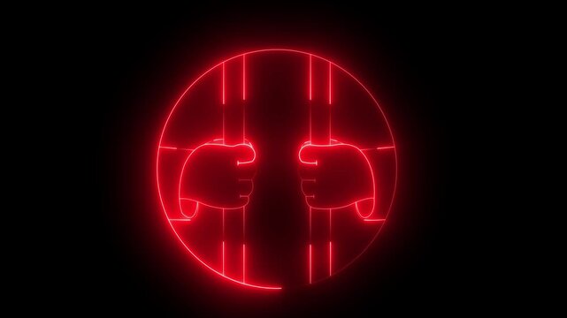 Neon Glowing Prison Bars Animation with Hands Holding Cell Grates in Multi Color Variations