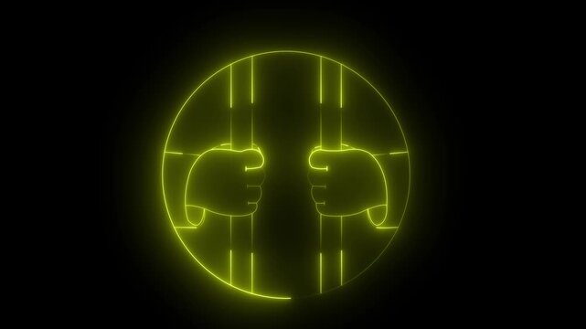 Neon Glowing Prison Bars Animation with Hands Holding Cell Grates in Multi Color Variations