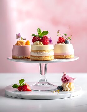 Elegant desserts on a two-tiered stand