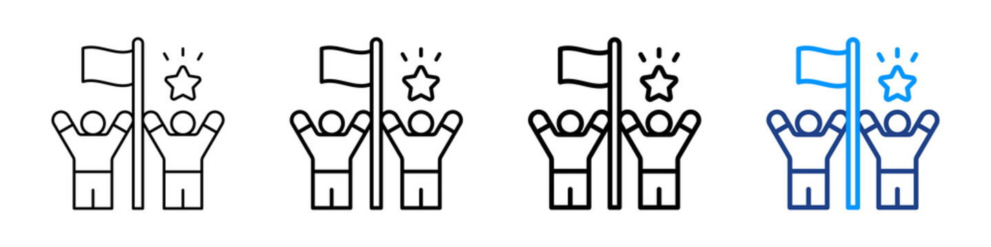 Mission Accomplished Icon Different Style Outline Collection Set.