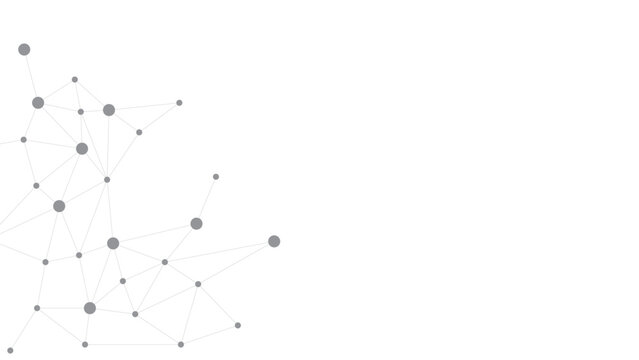 Abstract Gray Digital Network Background with Connected Nodes and Lines, Minimal Technology Communication Concept