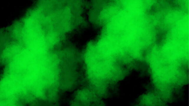 Green colored smoke cloud texture on dark background