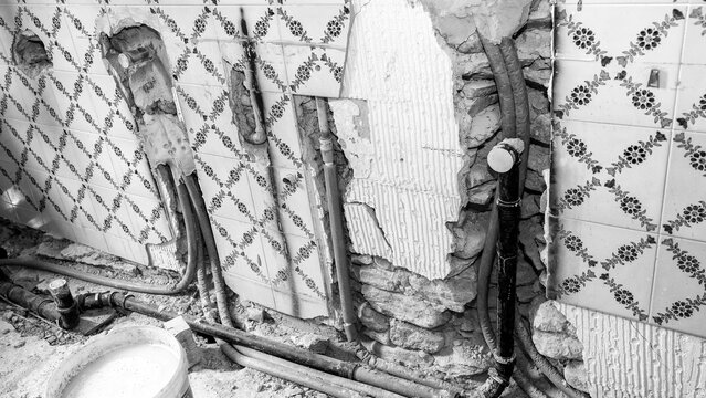 Interior renovation project with hidden plumbing system