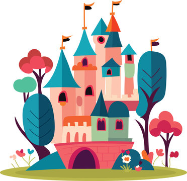 Fairy Tale Cartoon Princess Castle