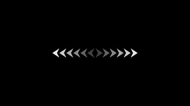 Left and Right Chevron Arrow Icon Set with Gradient Direction Levels on Black Background. Ideal for Navigation, UI, Interface, Motion Graphics, and Web Design.