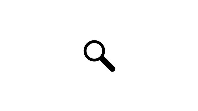 Minimal Search Magnifying Glass Icon on white Background. Ideal for Search, Find, Zoom, User Interface, Web, Mobile Apps, and Motion Graphics.