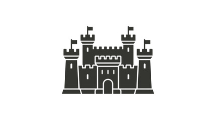Black Castle Icon With Towers. © Abdul