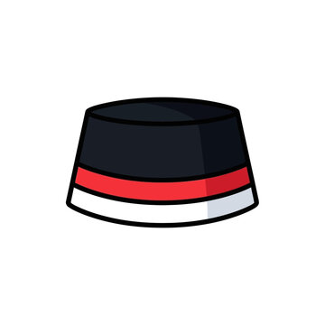 Traditional Indonesian Songkok Hat with Red and White Band