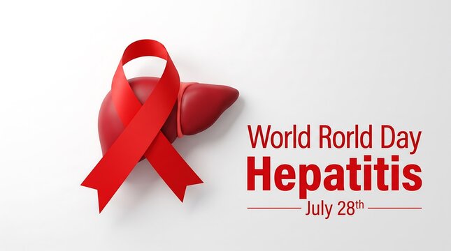 World hepatitis day awareness ribbon with liver icon
