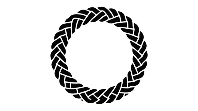 Vector illustration of circular braided rope border frame design on a transparent background