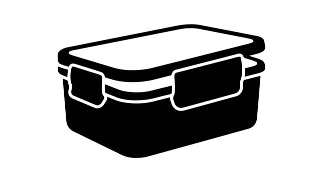 Vector illustration of food storage container with locking lid icon on a transparent background