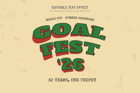 Retro World Cup Sports Editable Text Effect