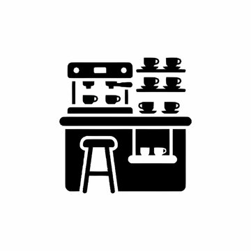 Coffee Shop Counter Icon Black.