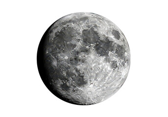 Obraz premium Full moon glowing in the dark night sky showing detailed craters and grey lunar surface texture