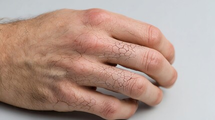 Fototapeta premium Cracked Knuckles and Dehydrated Hand Skin Close Up