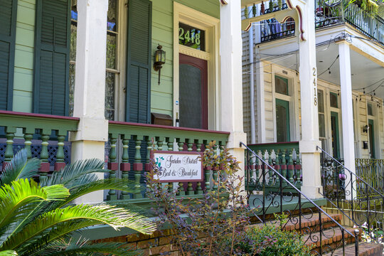 New Orleans, LA, USA - June 10, 2026: Garden District Bed and Breakfast on Magazine Street in the Garden District