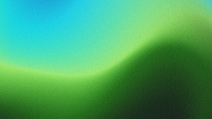 Smooth flowing gradient background blending cyan teal, light lime green, and deep forest dark green, vintage grainy noise texture, soft blurred color transition. © yun visual
