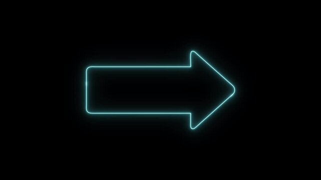 Arrow-shaped neon sign. Neon arrow symbol icon. Directional sign arrow points to the right, abstract directional neon arrow icon animation, neon arrow loading animation. Neon right direction arrow