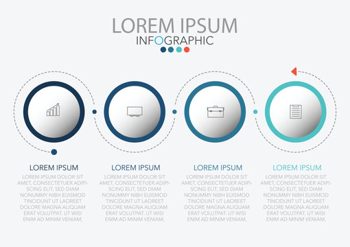 Infographic elements with placeholder text and icons in a modern blue style