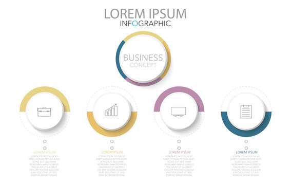 Infographic elements with placeholder text and circular progress bars vector illustration