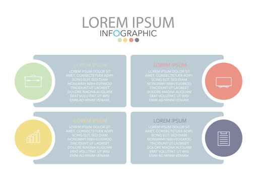 Infographic template with placeholder text and icons in a modern corporate style