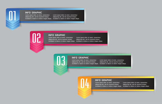 Numbered infographic elements with lorem ipsum text on a light gray background