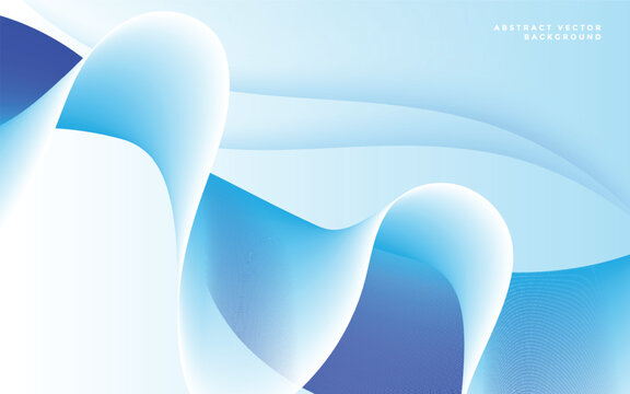 Blue abstract flowing lines vector background with gradient and smooth curves