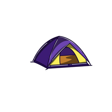 purple yellow tent ilustration